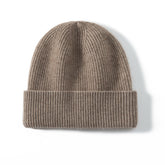 100% Ribbed Cashmere Beanie Classic Cashmere Knitted Hat